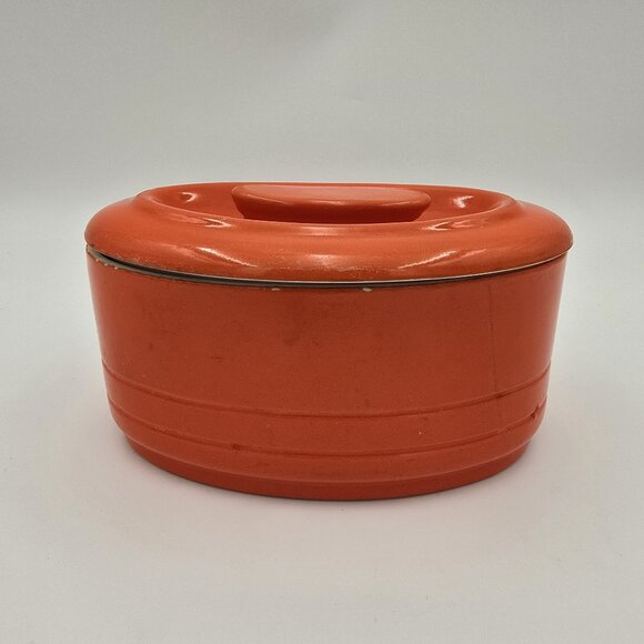 Vintage Ceramic Oval Serving Dish MCM Style 1950s Covered Bowl Good Condition - Picture 1 of 13